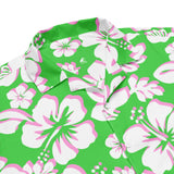 Lime Green, White and Pink Hawaiian Aloha Shirt - Extremely Stoked