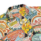 Vintage Surf Stickers Hawaiian Print Aloha Shirt – Eco Apparel by Extremely Stoked®