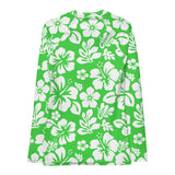 Lime Green and White Hawaiian Flowers Women's Rash Guard - Extremely Stoked