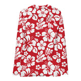 Red and White Hawaiian Flowers Women's Rash Guard - Extremely Stoked