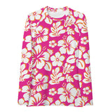 Orange, Hot Pink and White Hawaiian Print Women's Rash Guard - Extremely Stoked