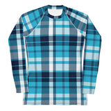 Women's Ocean Blues Preppy Plaid Rash Guard – Eco Swim Shirt by Extremely Stoked®