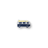 Navy Blue and Yellow Surf Bus Throw Pillow– Extremely Stoked® Eco Luxe Surfer Bedding Collection