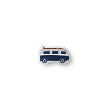 Navy Blue and Brown Surf Bus Throw Pillow– Extremely Stoked® Eco Luxe Surfer Bedding Collection