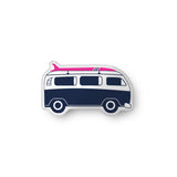 Navy Blue and Hot Pink Surf Bus Throw Pillow– Extremely Stoked® Eco Luxe Surfer Bedding Collection