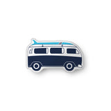 Navy Blue and Aqua Blue Surf Bus Throw Pillow– Extremely Stoked® Eco Luxe Surfer Bedding Collection