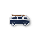 Navy Blue and Brown Surf Bus Throw Pillow– Extremely Stoked® Eco Luxe Surfer Bedding Collection