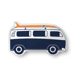 Navy Blue and Orange Surf Bus Throw Pillow– Extremely Stoked® Eco Luxe Surfer Bedding Collection