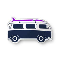Navy Blue and Purple Surf Bus Throw Pillow– Extremely Stoked® Eco Luxe Surfer Bedding Collection
