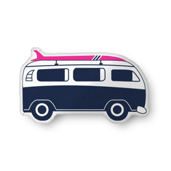 Navy Blue and Hot Pink Surf Bus Throw Pillow– Extremely Stoked® Eco Luxe Surfer Bedding Collection