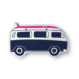 Navy Blue and Hot Pink Surf Bus Throw Pillow– Extremely Stoked® Eco Luxe Surfer Bedding Collection