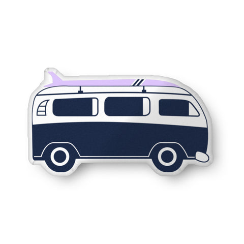 Navy Blue and Lavender Surf Bus Throw Pillow– Extremely Stoked® Eco Luxe Surfer Bedding Collection