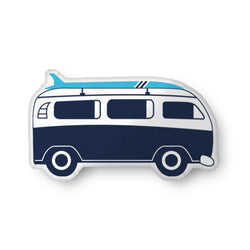 Navy Blue and Aqua Blue Surf Bus Throw Pillow– Extremely Stoked® Eco Luxe Surfer Bedding Collection