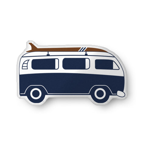 Navy Blue and Brown Surf Bus Throw Pillow– Extremely Stoked® Eco Luxe Surfer Bedding Collection