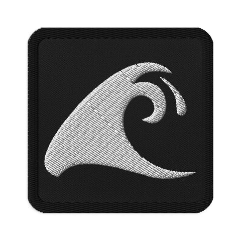 Extremely Stoked White Epic Wave on Black Embroidered Patch -Square