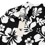 Slim Fit Men’s Hawaiian Polo Shirt – Black and White by Extremely Stoked®