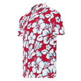 Slim Fit Men’s Hawaiian Polo Shirt – Red, Aqua Blue and White by Extremely Stoked®