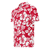 Slim Fit Men’s Hawaiian Polo Shirt – Red and White by Extremely Stoked®