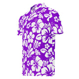 Slim Fit Men’s Hawaiian Polo Shirt – Purple and White by Extremely Stoked®