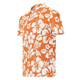 Slim Fit Men’s Hawaiian Polo Shirt – Orange and White by Extremely Stoked®