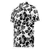 Slim Fit Men’s Hawaiian Polo Shirt – White and Black by Extremely Stoked®