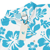 Slim Fit Men’s Hawaiian Polo Shirt – White and Aqua Blue by Extremely Stoked®