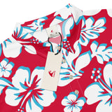 Slim Fit Men’s Hawaiian Polo Shirt – Red, Aqua Blue and White by Extremely Stoked®