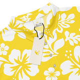 Slim Fit Men’s Hawaiian Polo Shirt – Yellow and White by Extremely Stoked®