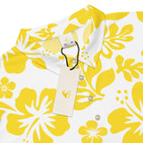 Slim Fit Men’s Hawaiian Polo Shirt – White and Yellow by Extremely Stoked®