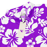 Slim Fit Men’s Hawaiian Polo Shirt – Purple and White by Extremely Stoked®