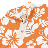 Slim Fit Men’s Hawaiian Polo Shirt – Orange and White by Extremely Stoked®