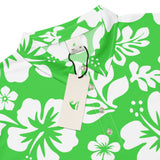 Slim Fit Men’s Hawaiian Polo Shirt – Lime Green and White by Extremely Stoked®