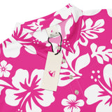 Slim Fit Men’s Hawaiian Polo Shirt – Hot Pink and White by Extremely Stoked®