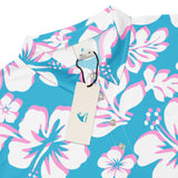 Slim Fit Men’s Hawaiian Polo Shirt – Aqua Blue, Pink and White by Extremely Stoked®