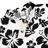 Slim Fit Men’s Hawaiian Polo Shirt – White and Black by Extremely Stoked®