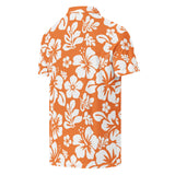 Slim Fit Men’s Hawaiian Polo Shirt – Orange and White by Extremely Stoked®