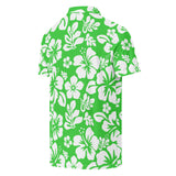 Slim Fit Men’s Hawaiian Polo Shirt – Lime Green and White by Extremely Stoked®
