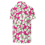 Slim Fit Men’s Hawaiian Polo Shirt – Hot Pink, Lime Green and White by Extremely Stoked®