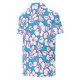Slim Fit Men’s Hawaiian Polo Shirt – Aqua Blue, Hot Pink and White by Extremely Stoked®