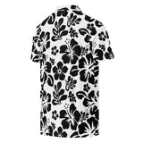 Slim Fit Men’s Hawaiian Polo Shirt – White and Black by Extremely Stoked®