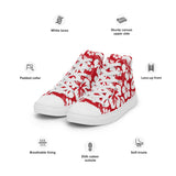 Men's Red and White Hawaiian Print High Top Shoes