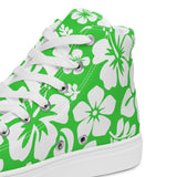 Men's Lime Green and White Hawaiian Print High Top Shoes