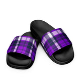Purple and Navy Blue Plaid Men’s Slides | Extremely Stoked® Surf-Style Sandals