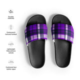 Purple and Navy Blue Plaid Men’s Slides | Extremely Stoked® Surf-Style Sandals