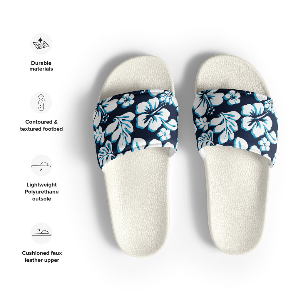 Ocean Blues Hawaiian Flowers Men's Slides Sandals