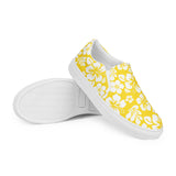 Yellow Hawaiian Flowers Men's Slip-On Sneakers | Extremely Stoked® Surf-Style Canvas Shoes