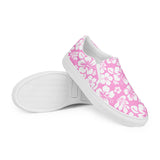 Pink Hawaiian Flowers Men's Slip-On Sneakers | Extremely Stoked® Surf-Style Canvas Shoes
