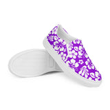 Purple Hawaiian Flowers Men's Slip-On Sneakers | Extremely Stoked® Surf-Style Canvas Shoes
