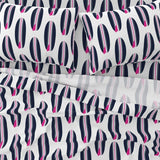 Navy Blue, White and Surfer Girl Pink Classic Surfboards Sheet Set from Surfer Bedding™️ Large Scale - Extremely Stoked