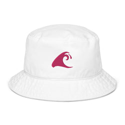 Extremely Stoked®️ Pink Epic Wave Logo on White Organic Bucket Hat - Extremely Stoked